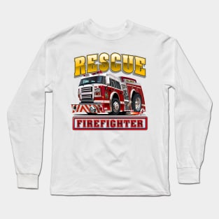 Cartoon Fire Truck Long Sleeve T-Shirt